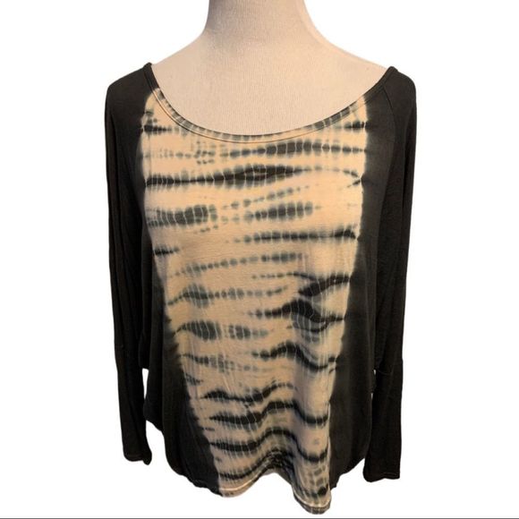 YA Los Angeles Black Dolman Tie Dye Top Sz M - Picture 1 of 7